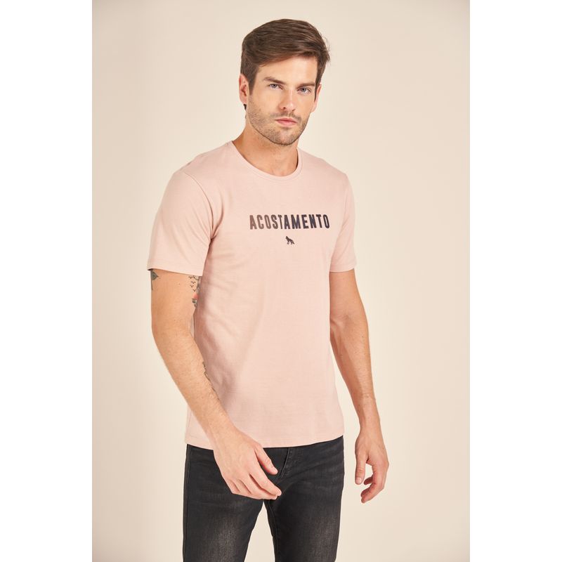 Camiseta-Acostamento-Casual-Rosa-Estampa-Flocado-Degrade