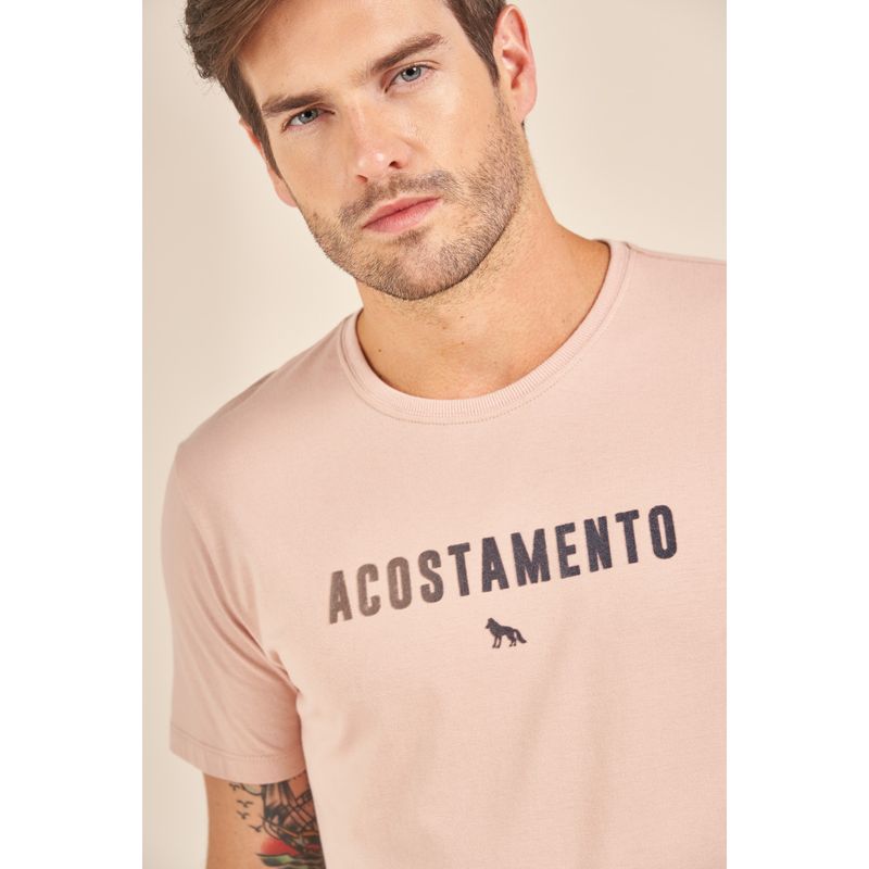 Camiseta-Acostamento-Casual-Rosa-Estampa-Flocado-Degrade