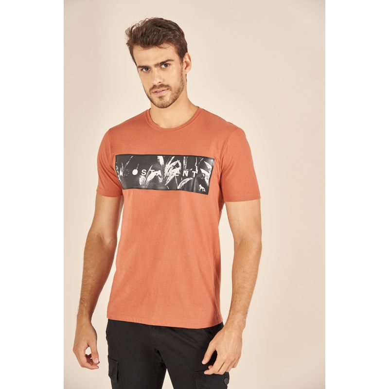 Camiseta-Acostamento-Casual-Terracota-Estampa-Texturizada