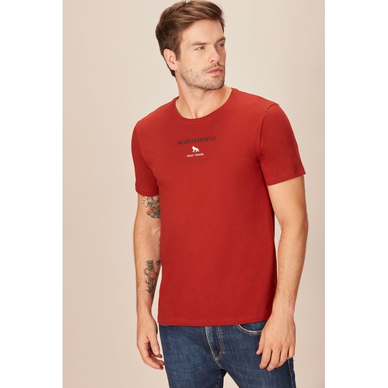 Camiseta-Acostamento-Casual-Vermelha-Estampa-Wolf-Travel