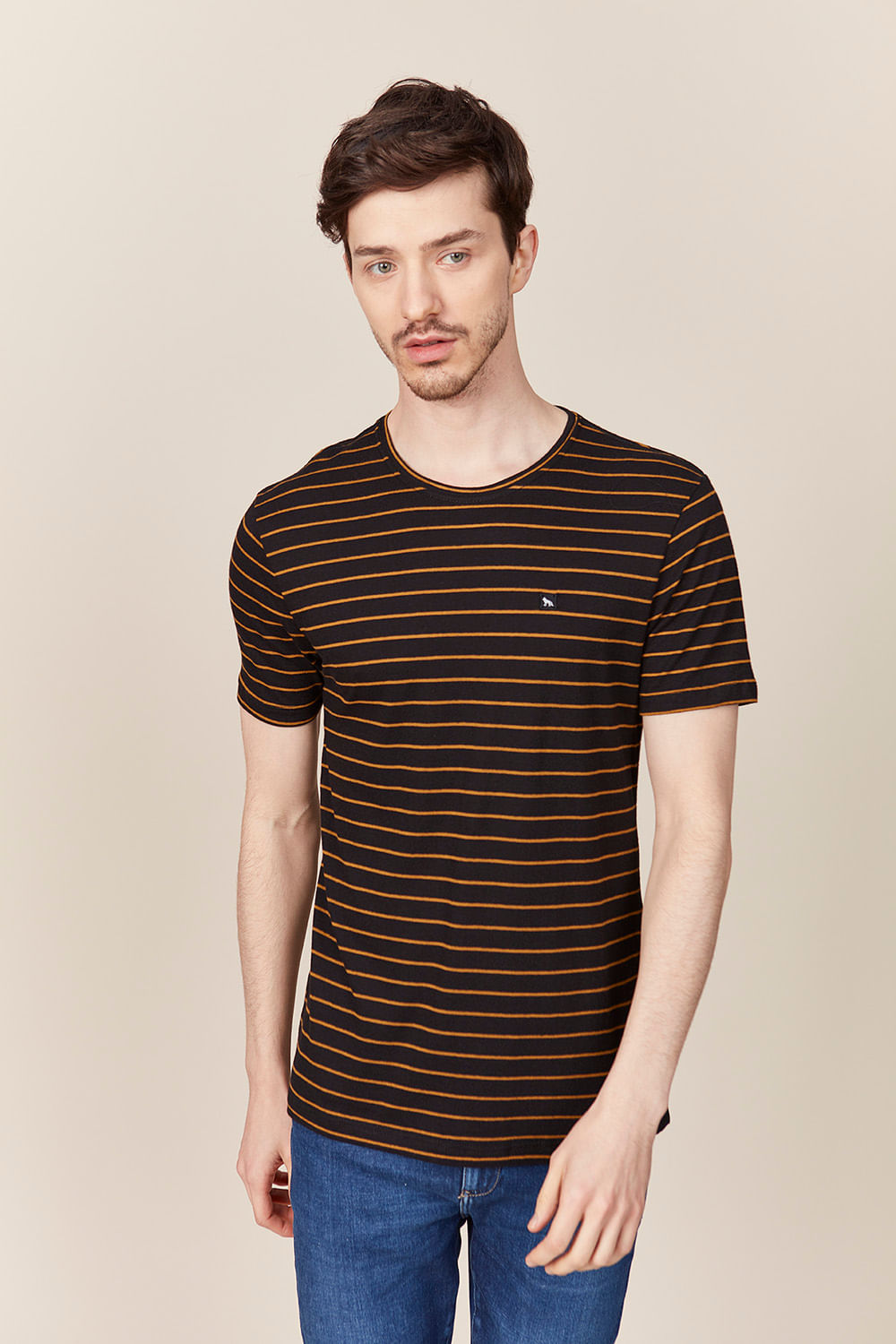 Camiseta Masculina Manga Curta Listrada Acostamento Menor preço em Camiseta Masculina Manga Curta Listrada Acostamento