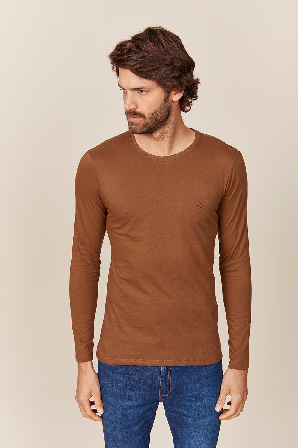 camiseta masculina manga longa basica
