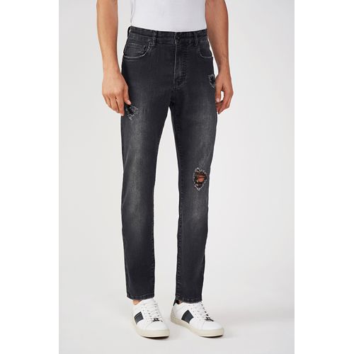 Calça jeans skinny fashion destroyed masculina