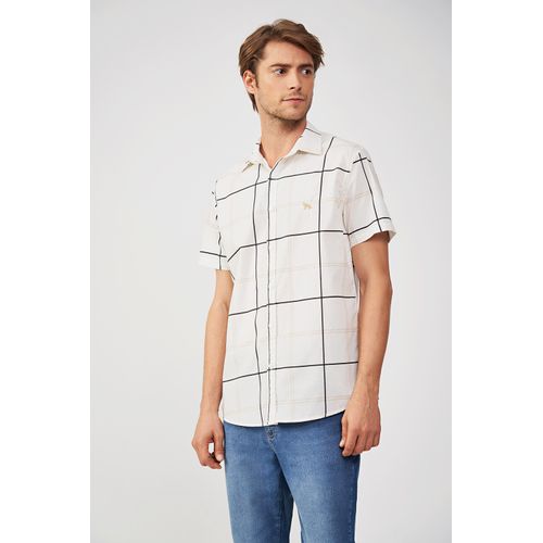 Camisa masculina 100% algodão Casual Xadrez