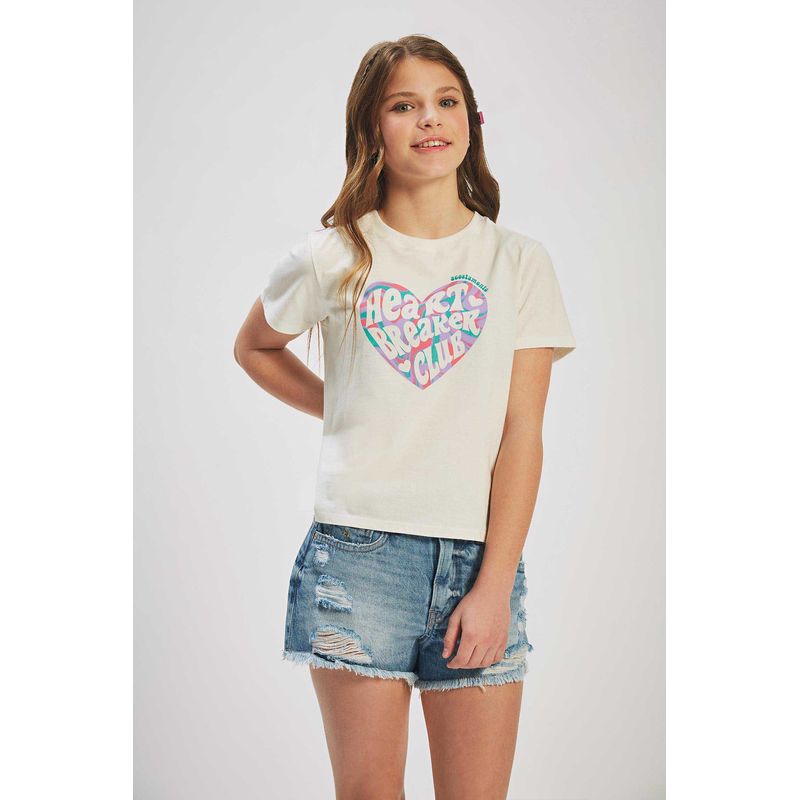 T-Shirt-Heart-Young-Menina-Acostamento
