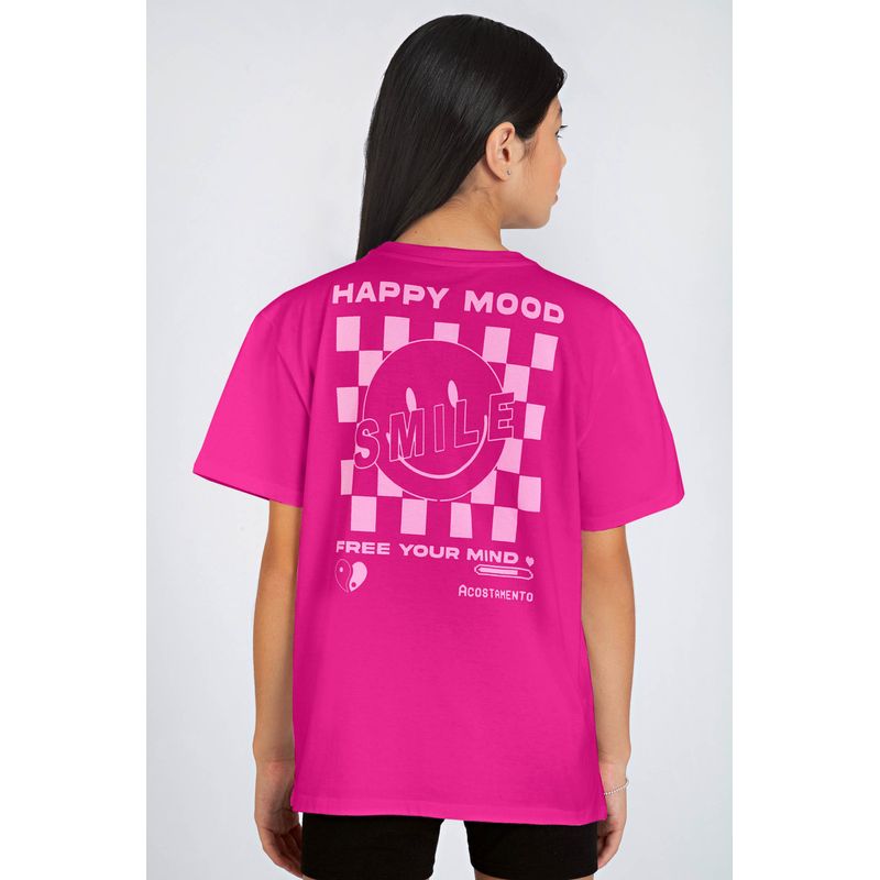 T-Shirt-Happy-Mood-Young-Menina-Acostamento