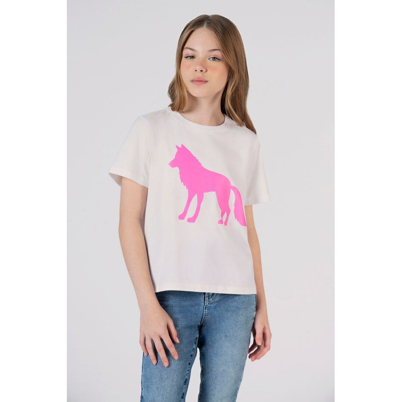 T-Shirt-Wolf-Frente-Young-Menina-Acostamento