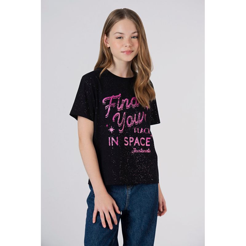 T-Shirt-In-Space-Young-Menina-Acostamento