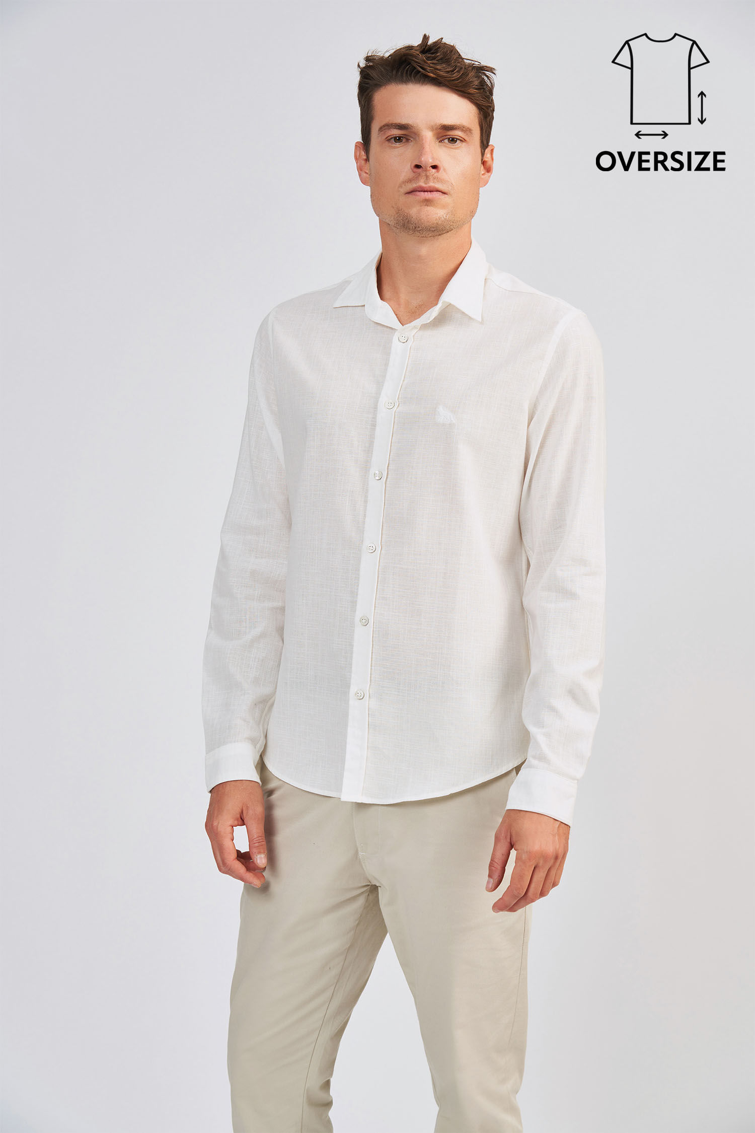 Camisa Básica Casual Masculina Oversize Acostamento