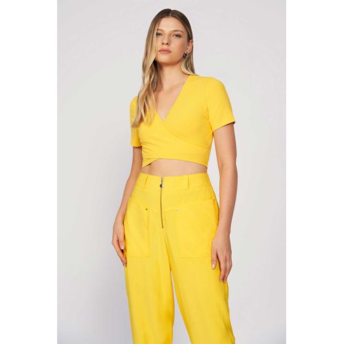 Blusa Canelada Transpassada Feminina Acostamento Acostamento