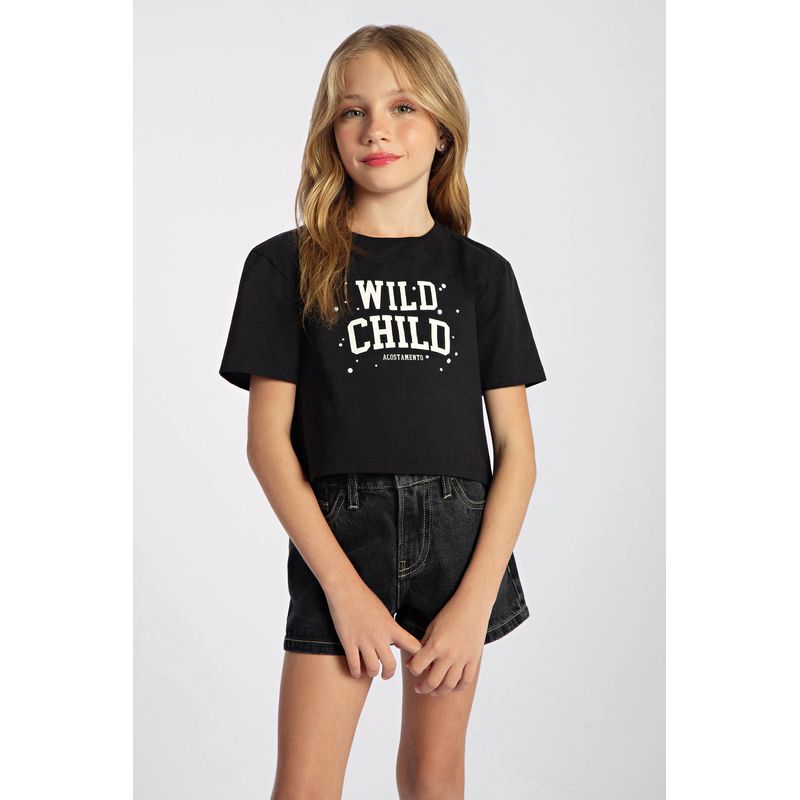 T-Shirt-Wild-Child-Menina-Acostamento-Kids