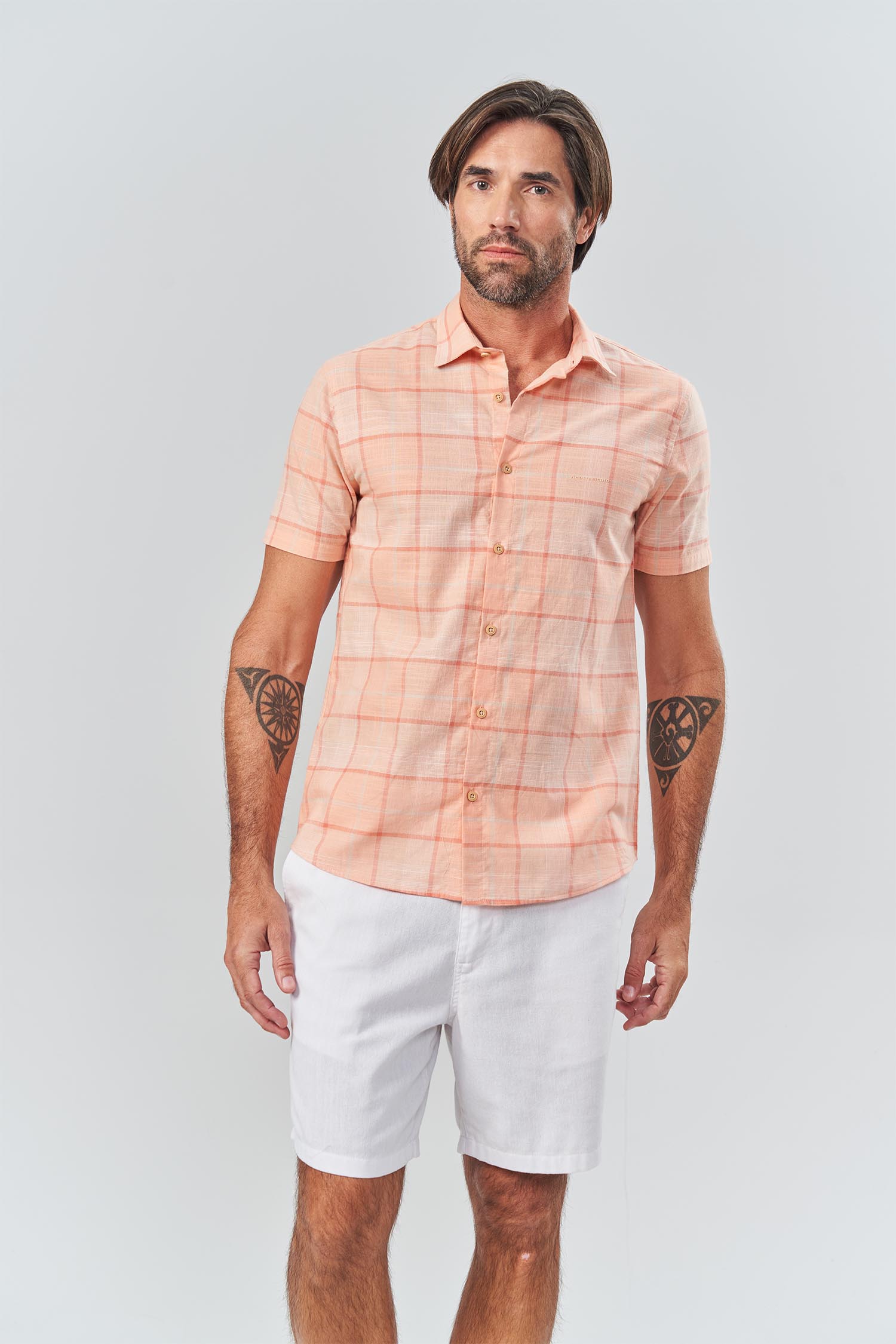 Camisa Xadrez Casual Masculina Acostamento