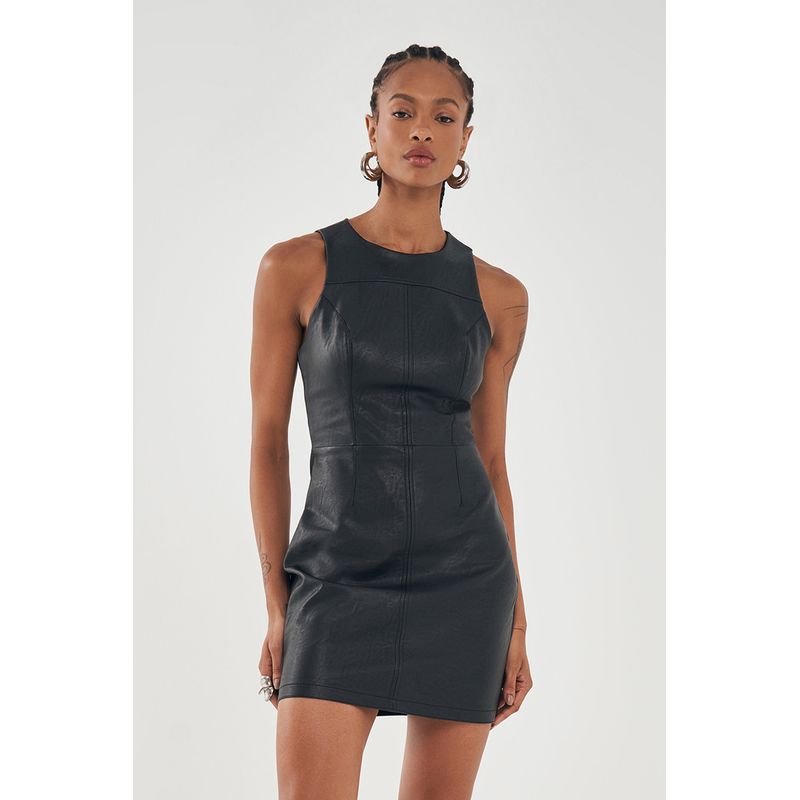 Vestido-Curto-PU-Feminino-Inblanche