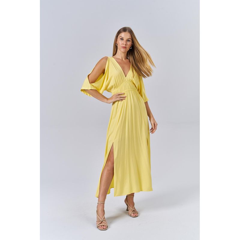 Vestido-Midi-Acinturado-Com-Vazado-Feminino-Acostamento