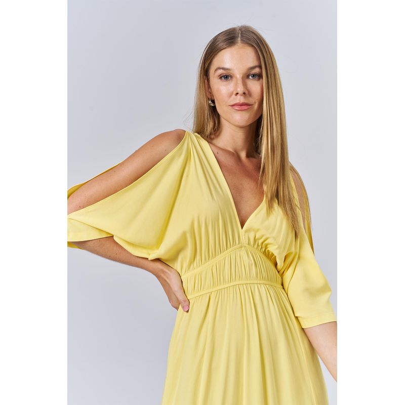 Vestido-Midi-Acinturado-Com-Vazado-Feminino-Acostamento
