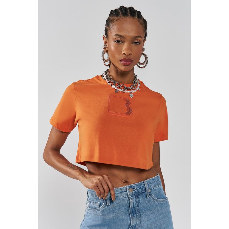 T-shirt-Copped-B-Shinny-Feminina-Inblanche