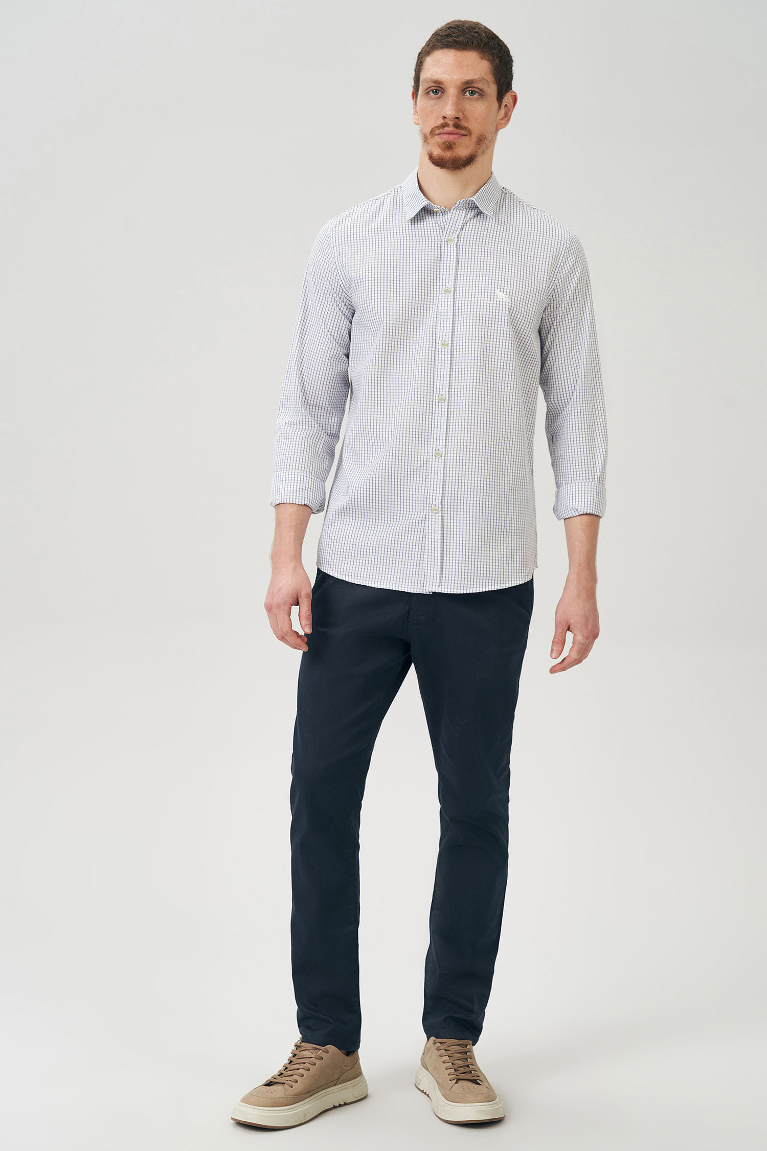 Camisa Xadrez Sútil Masculina Acostamento