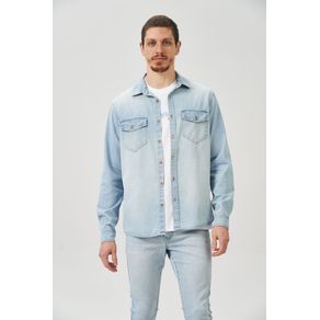 Camisa-Jeans-Bolso-Duplo-Masculina-Acostamento Camisa-Jeans-Bolso-Duplo-Masculina-Acostamento