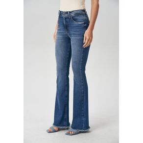Calca-Jeans-Flare-Barra-Desfiada-Feminina-Acostamento Calca-Jeans-Flare-Barra-Desfiada-Feminina-Acostamento
