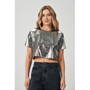 T-Shirt-Cropped-Black-Metalic-Feminina-Acostamento