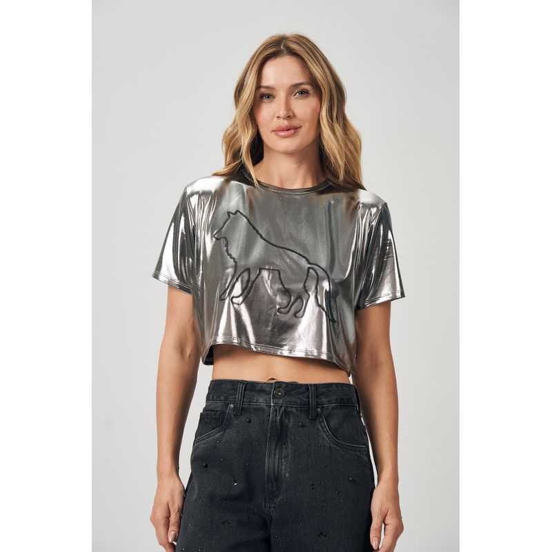 T-Shirt-Cropped-Black-Metalic-Feminina-Acostamento