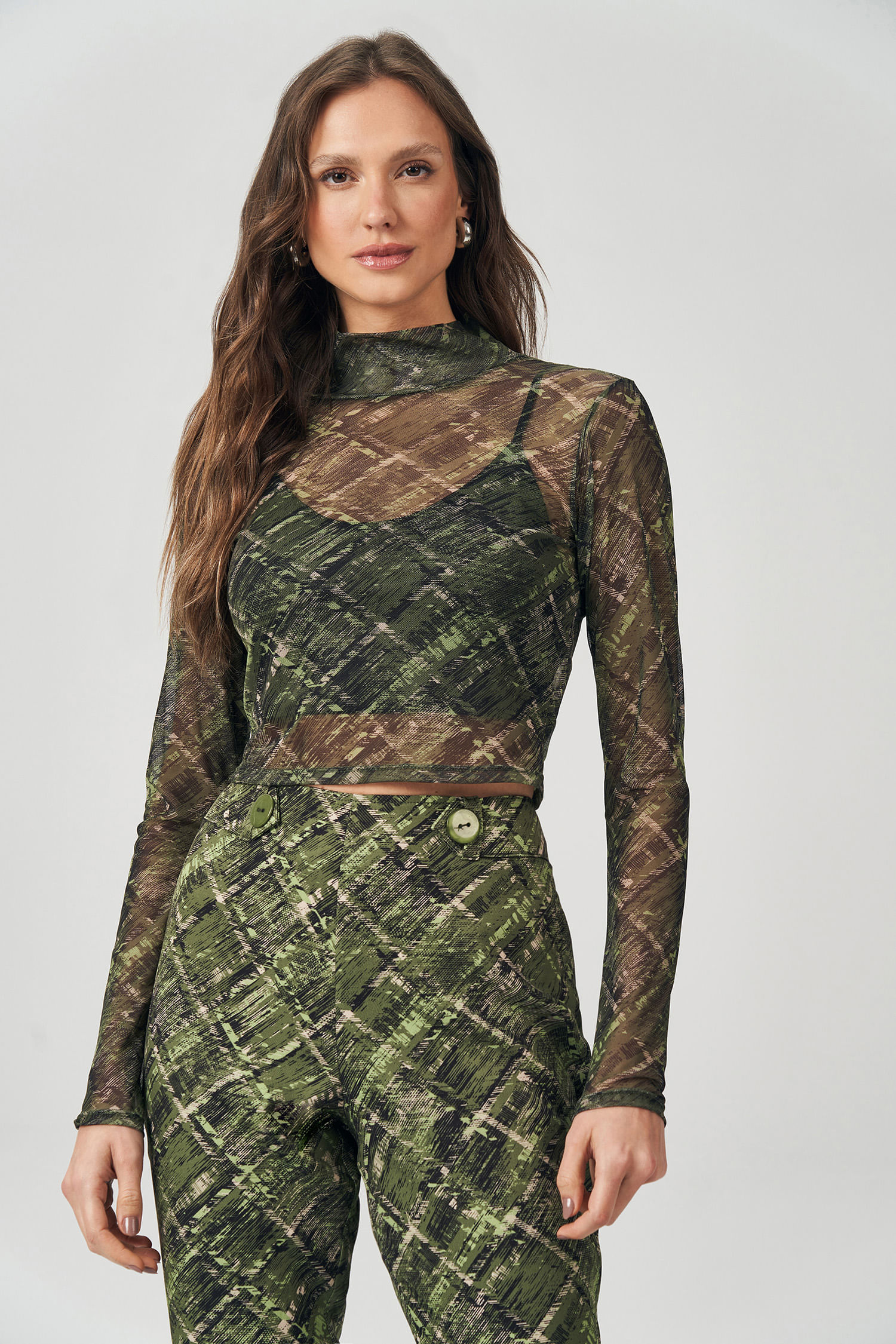 Blusa Print On Tule Feminina Acostamento