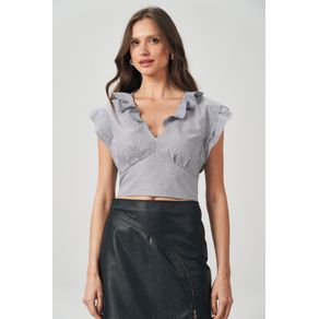 Blusa-Listrada-Com-Babado-Feminina-Acostamento Blusa-Listrada-Com-Babado-Feminina-Acostamento