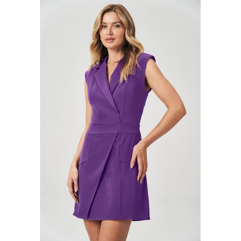 Vestido-Acinturado-Notched-Feminino-Acostamento