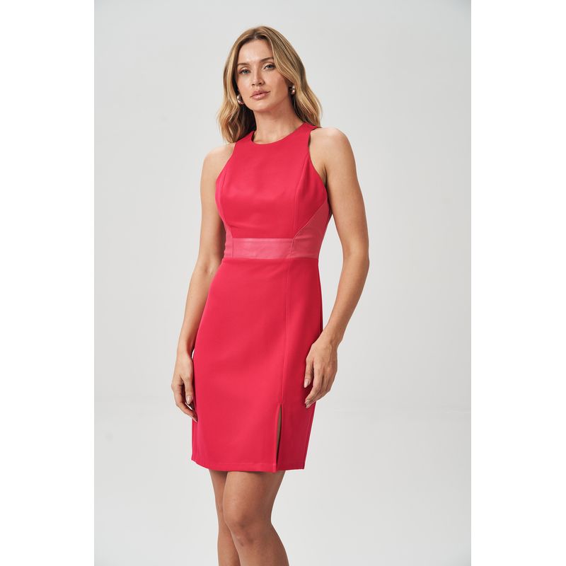 Vestido-Curto-Recorte-PU-Feminino-Acostamento