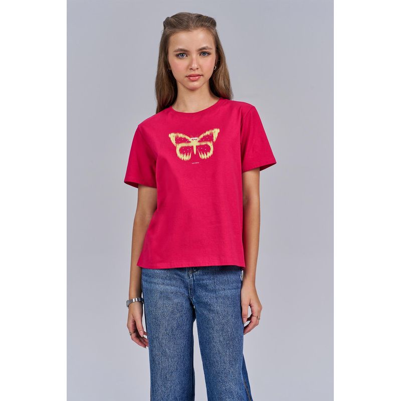 T-Shirt-Butterfly-Young-Menina-Acostamento