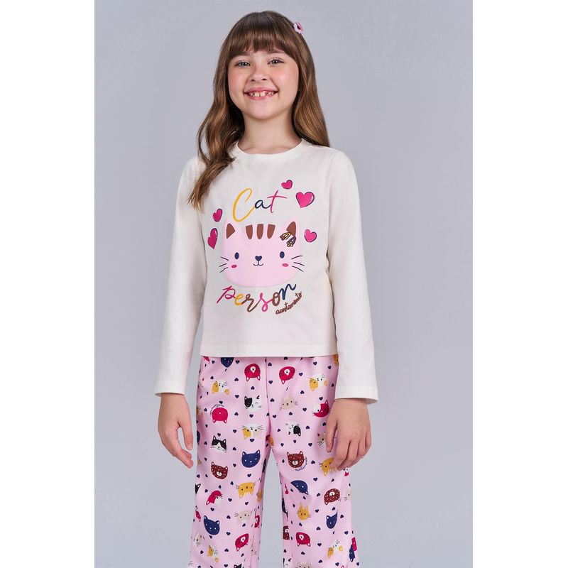 T-Shirt-Manga-Longa-Cat-Menina-Acostamento-Kids
