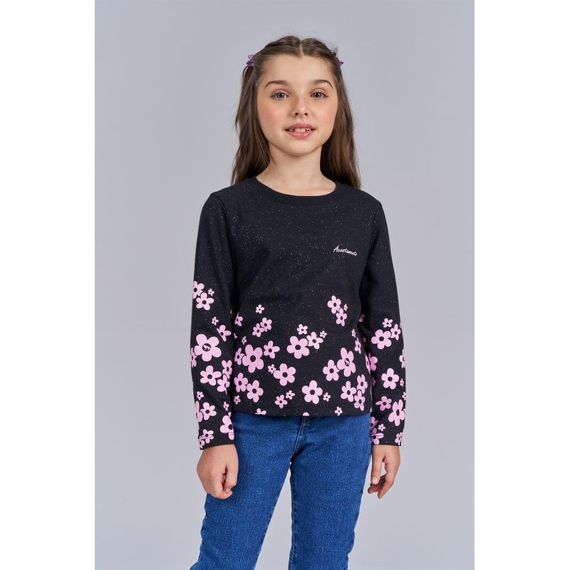 T-Shirt-Manga-Longa-Flowers-Menina-Acostamento-Kids
