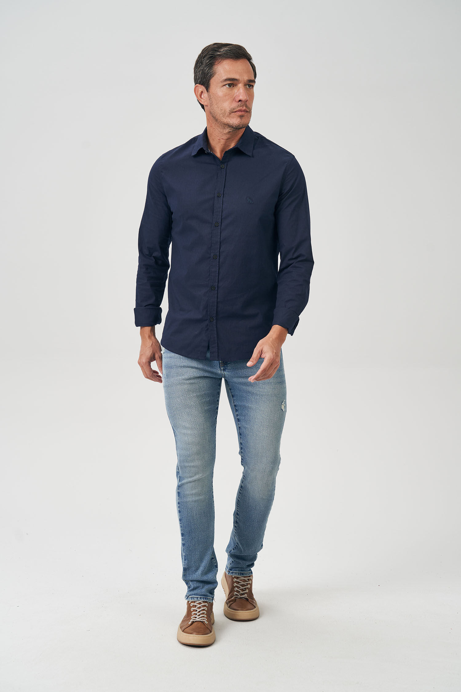 Camisa Social Elastano Masculina Acostamento