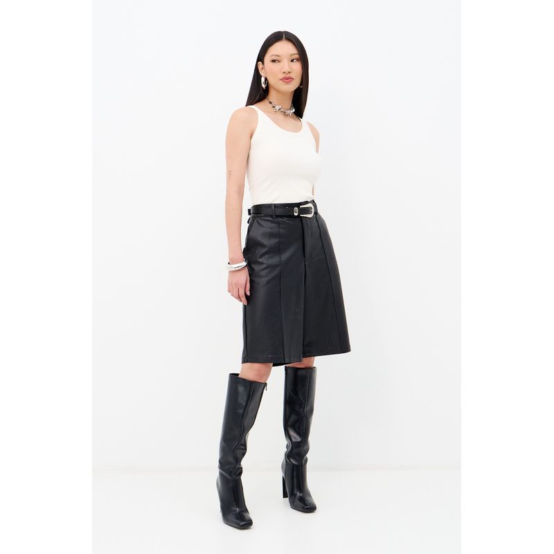 Bermuda-PU-Texture-Feminina-Inblanche