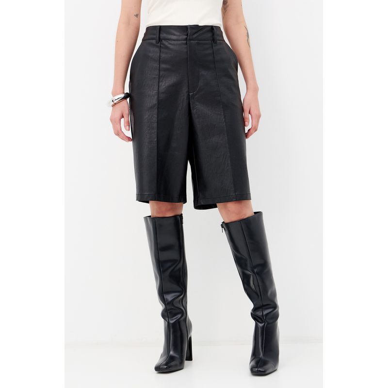 Bermuda-PU-Texture-Feminina-Inblanche