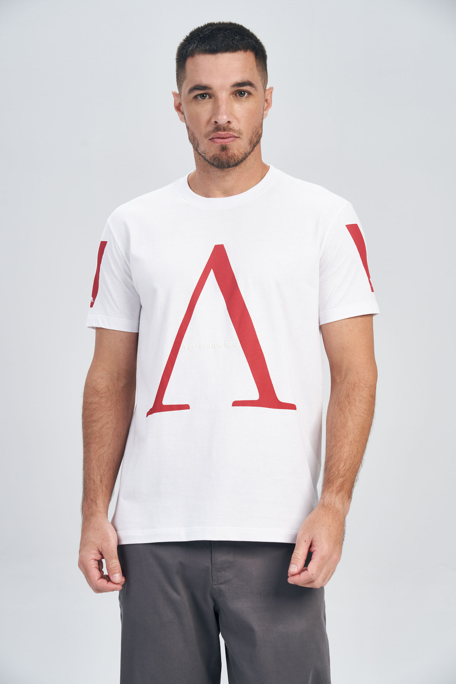 Camiseta Escrita Moderna Masculina Acostamento