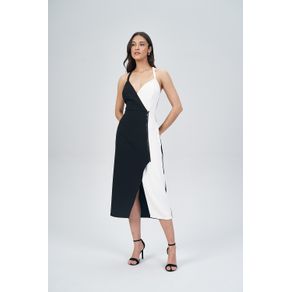 Vestido-Bicolor-Transpassado-Feminino-Acostamento Vestido-Bicolor-Transpassado-Feminino-Acostamento