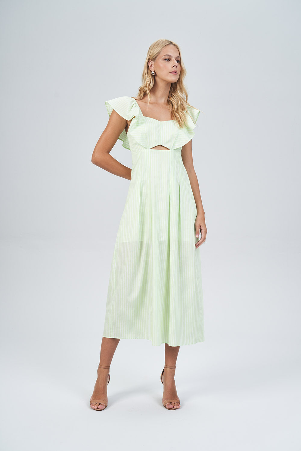 Vestido Alça Com Babados Feminino Acostamento