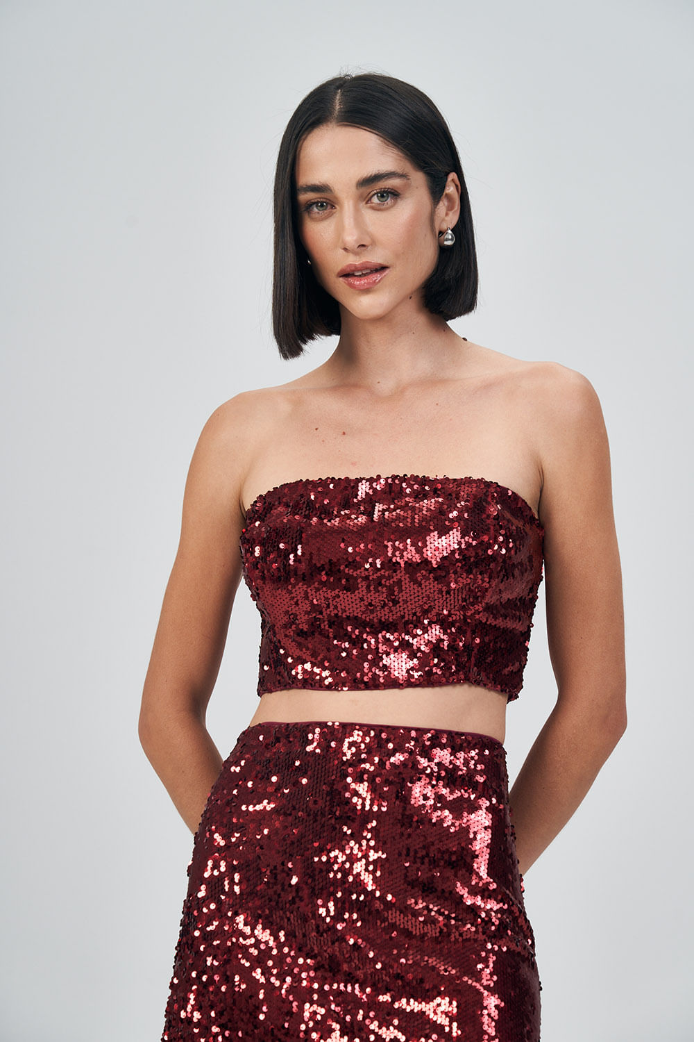 Top Black Paetê Feminino Acostamento