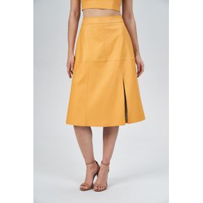 Saia-Midi-PU-Fenda-Lateral-Feminina-Acostamento Saia-Midi-PU-Fenda-Lateral-Feminina-Acostamento