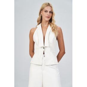 Colete-PU-Decote-Alongado-Feminino-Acostamento Colete-PU-Decote-Alongado-Feminino-Acostamento
