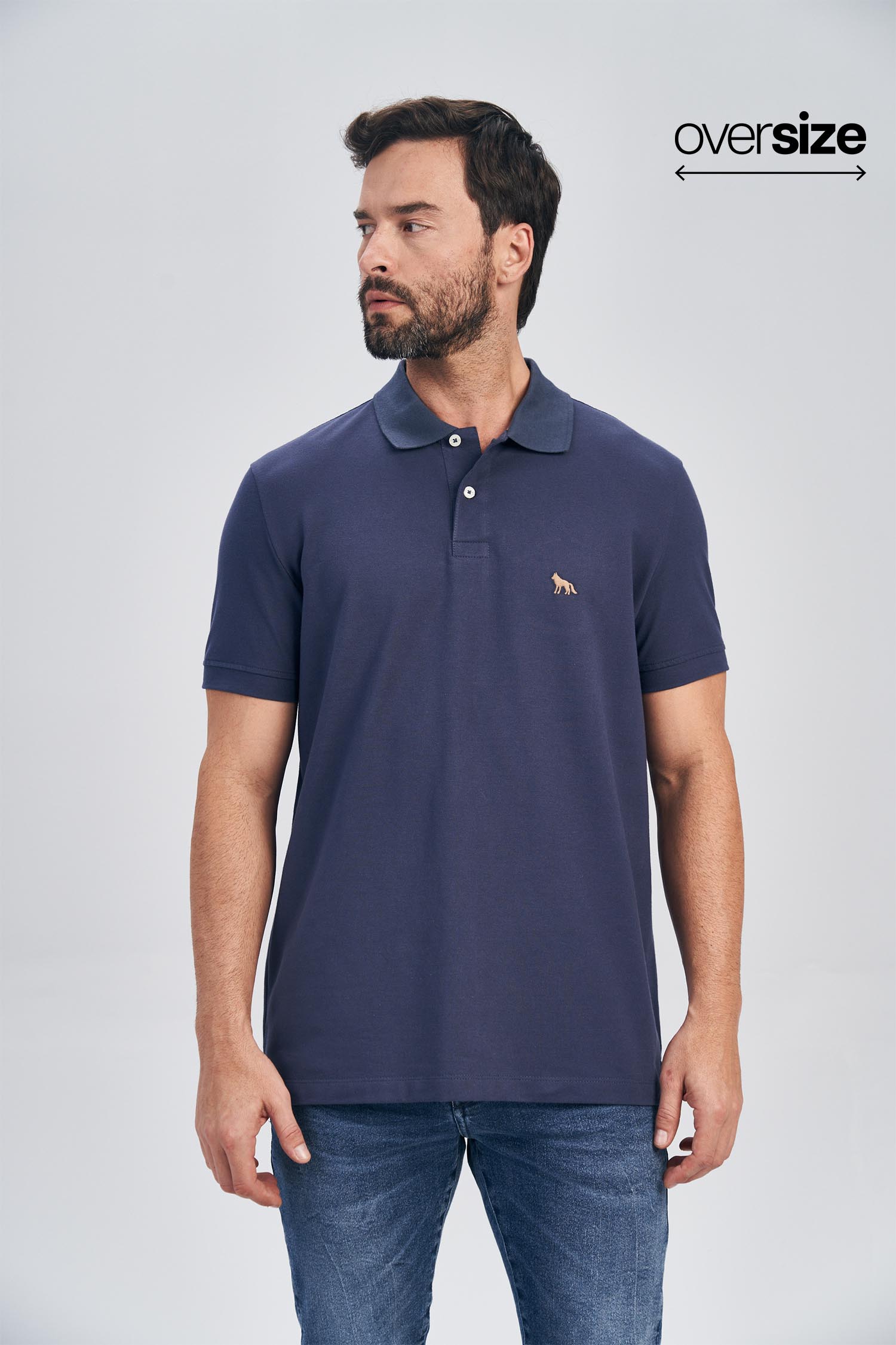 Polo Lobo Contraste Masculina Oversize Acostamento