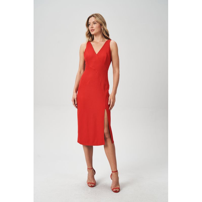 Vestido-Midi-com-Fenda-Feminino-Acostamento