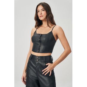 Top-Black-PU-com-Botao-Feminino-Acostamento Top-Black-PU-com-Botao-Feminino-Acostamento