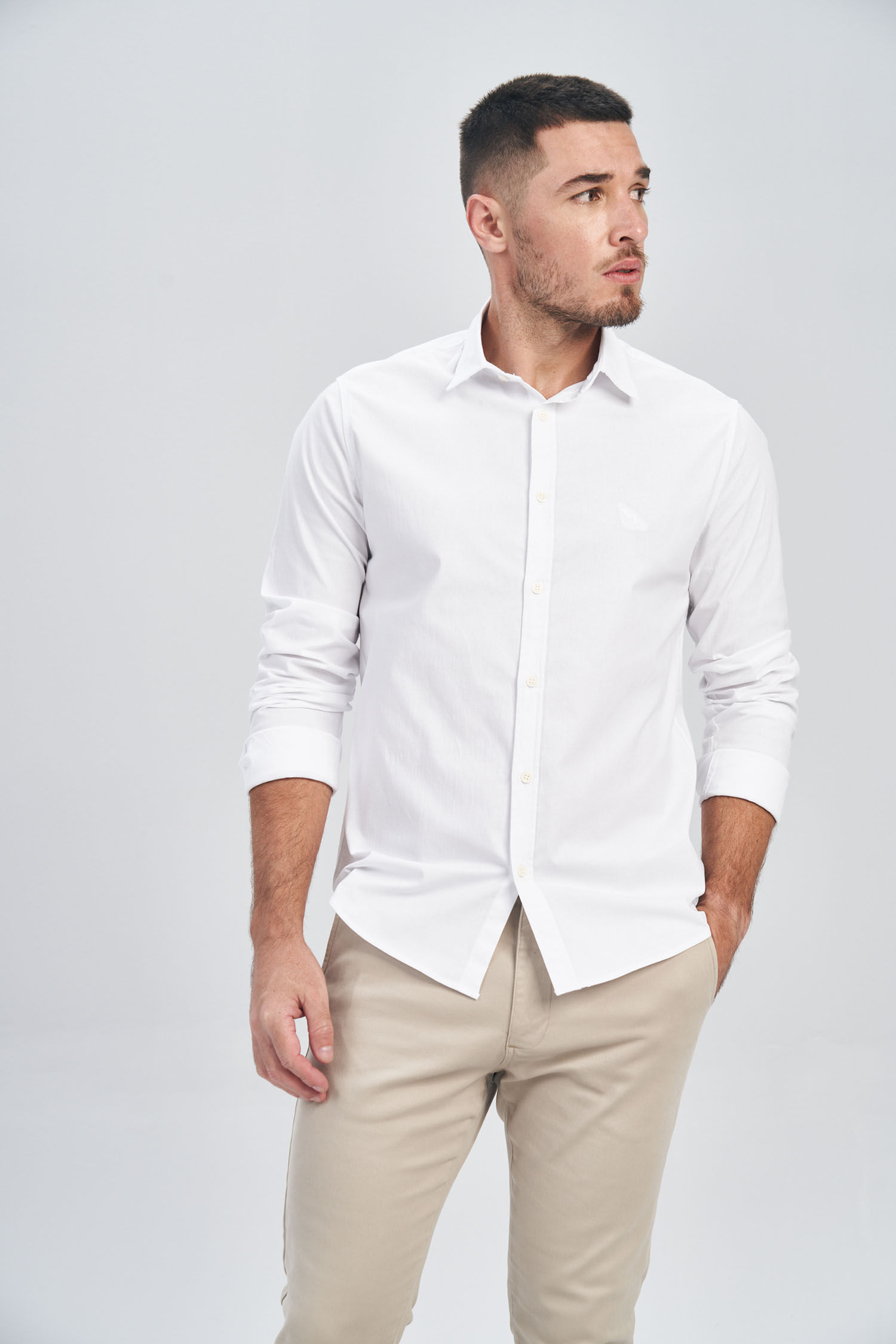 Camisa Social Elastano Masculina Oversize Acostamento