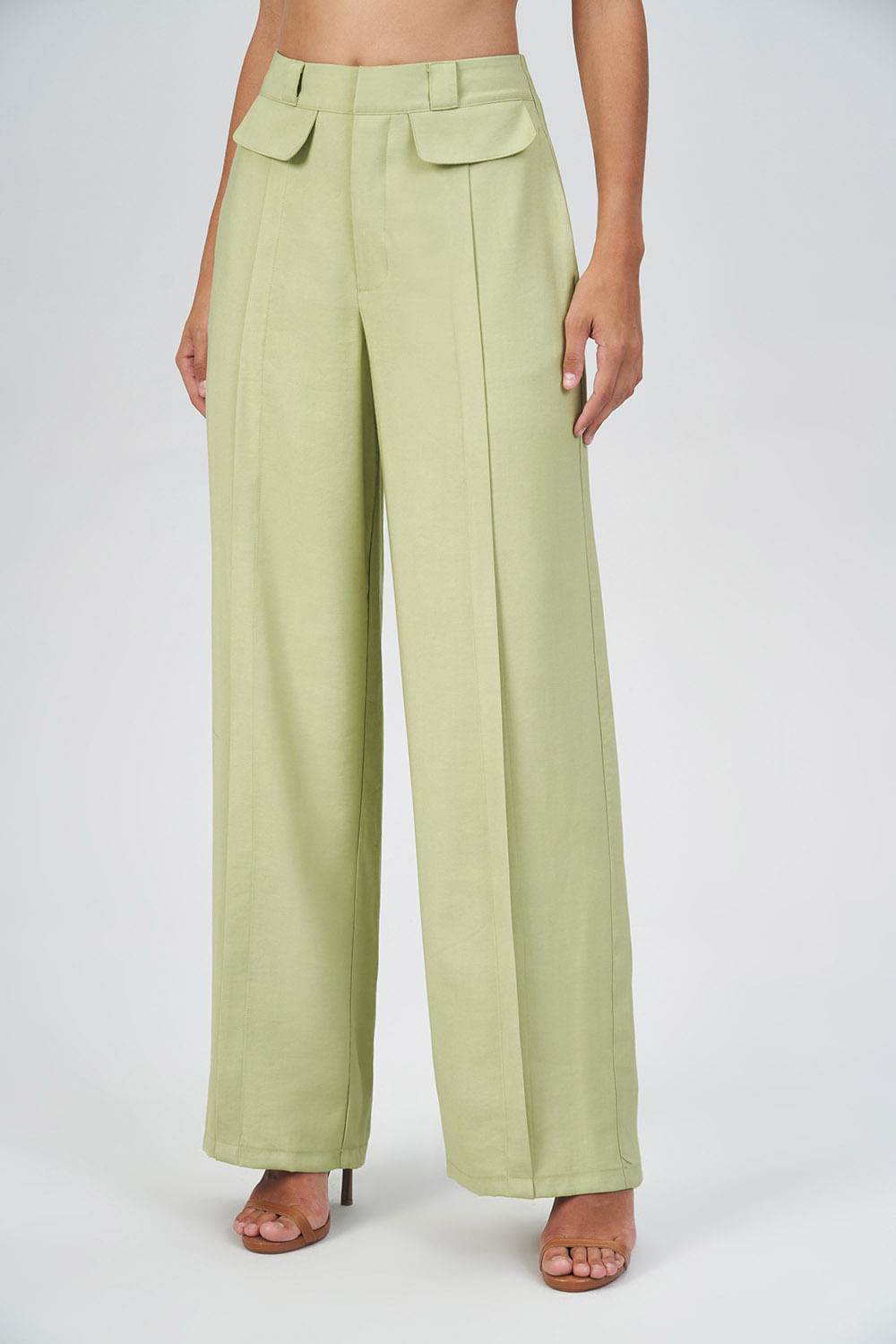 Calça Pantalona Com Bolso Feminina Acostamento