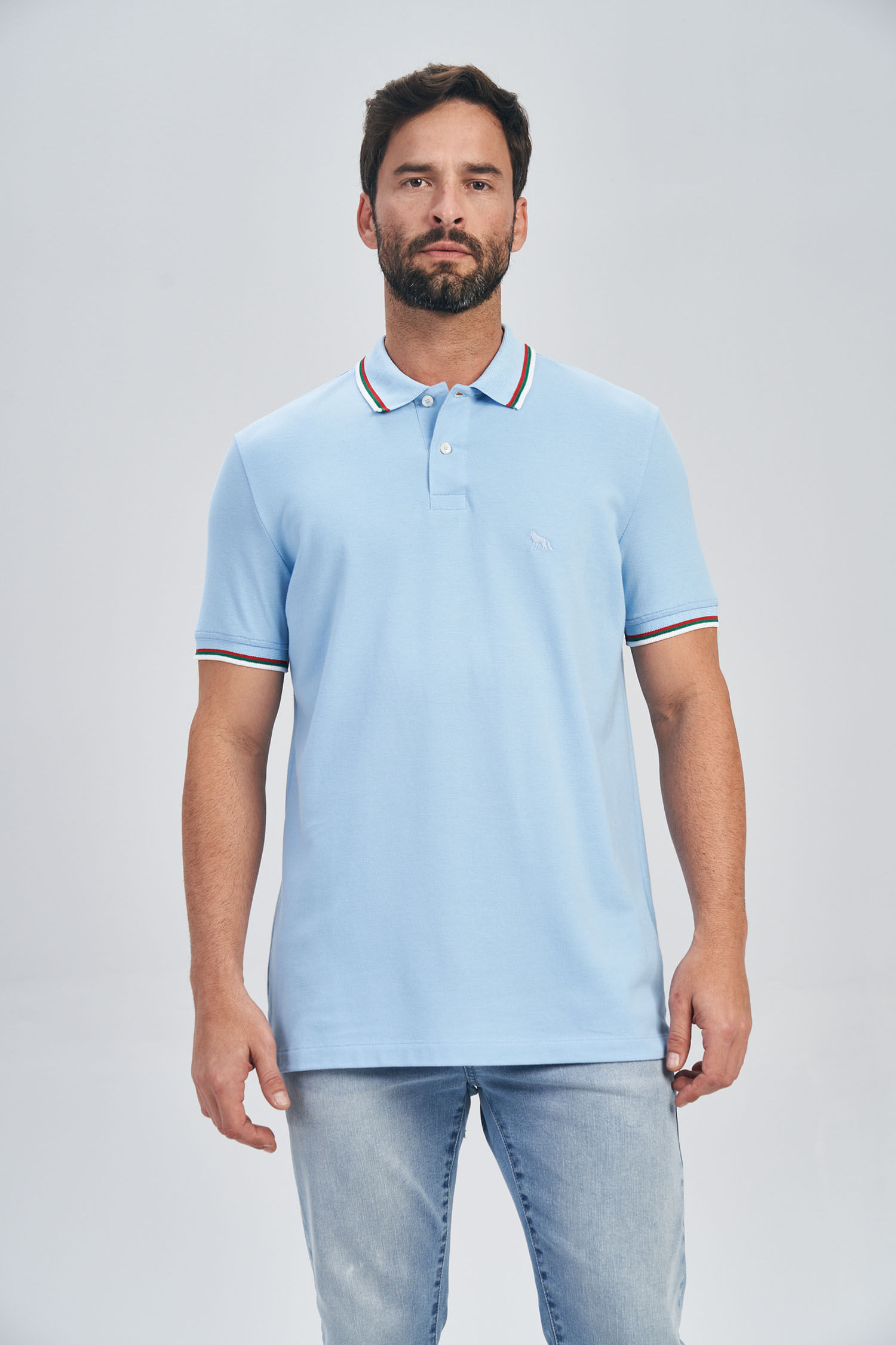 Polo Gola Contraste Masculina Acostamento