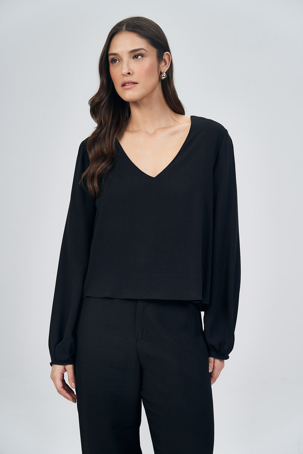 Blusa Decote V Fashion Feminina Acostamento