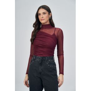 Blusa-Tule-Com-Drapeado-Black-Feminina-Acostamento Blusa-Tule-Com-Drapeado-Black-Feminina-Acostamento