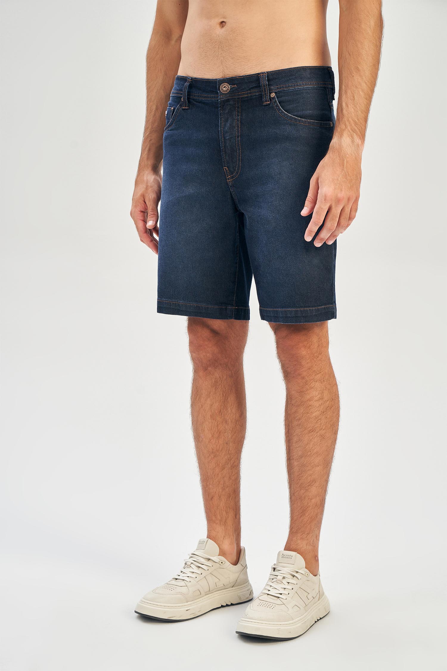 Bermuda Dark Jeans Masculina Acostamento